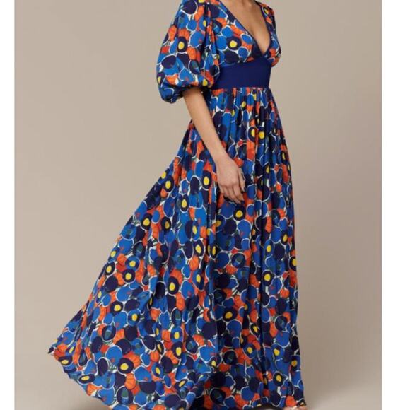STAUD Dresses & Skirts - NWT Staud Affogato V-Neck Puff Sleeve Maxi Dress
